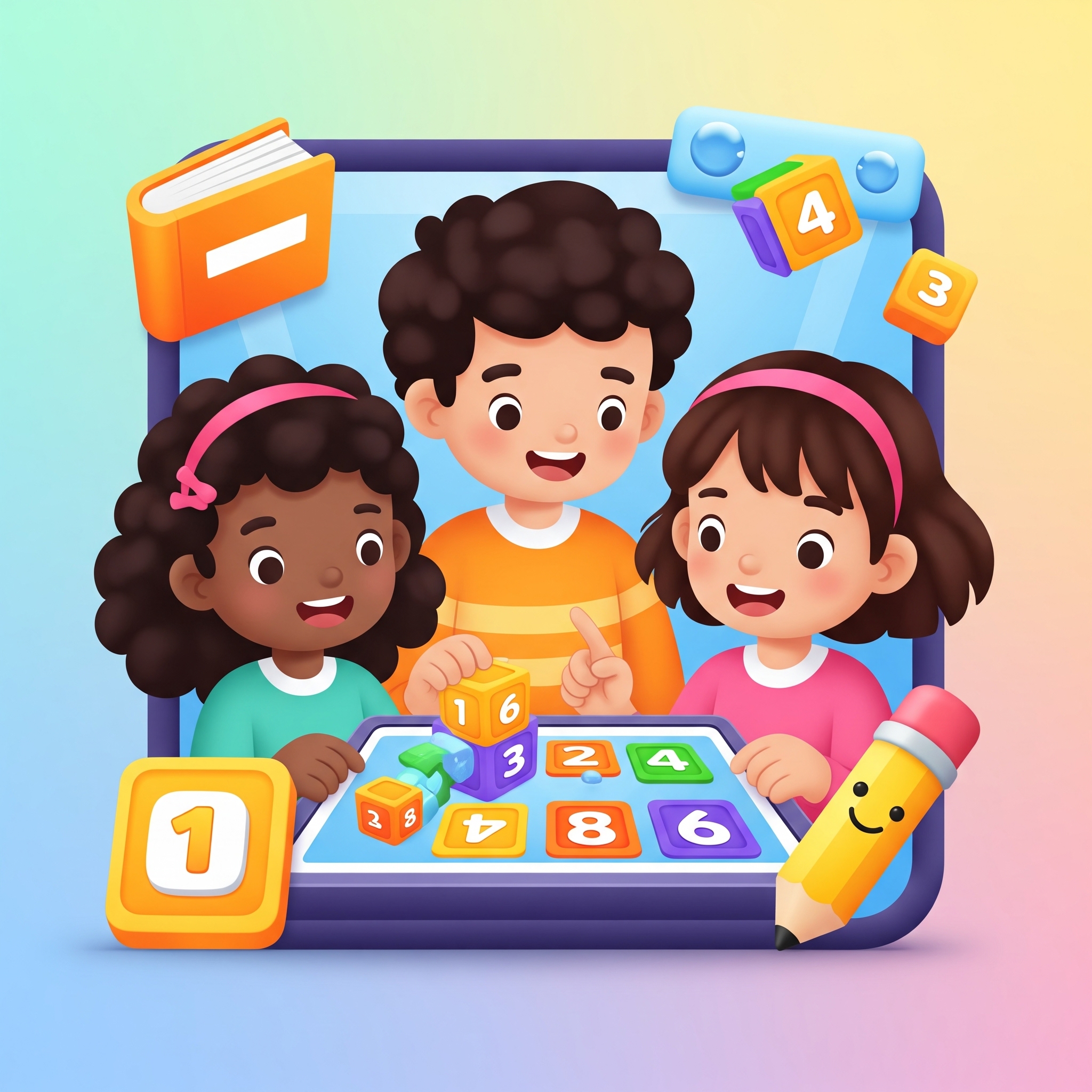 Children playing educational games icon
