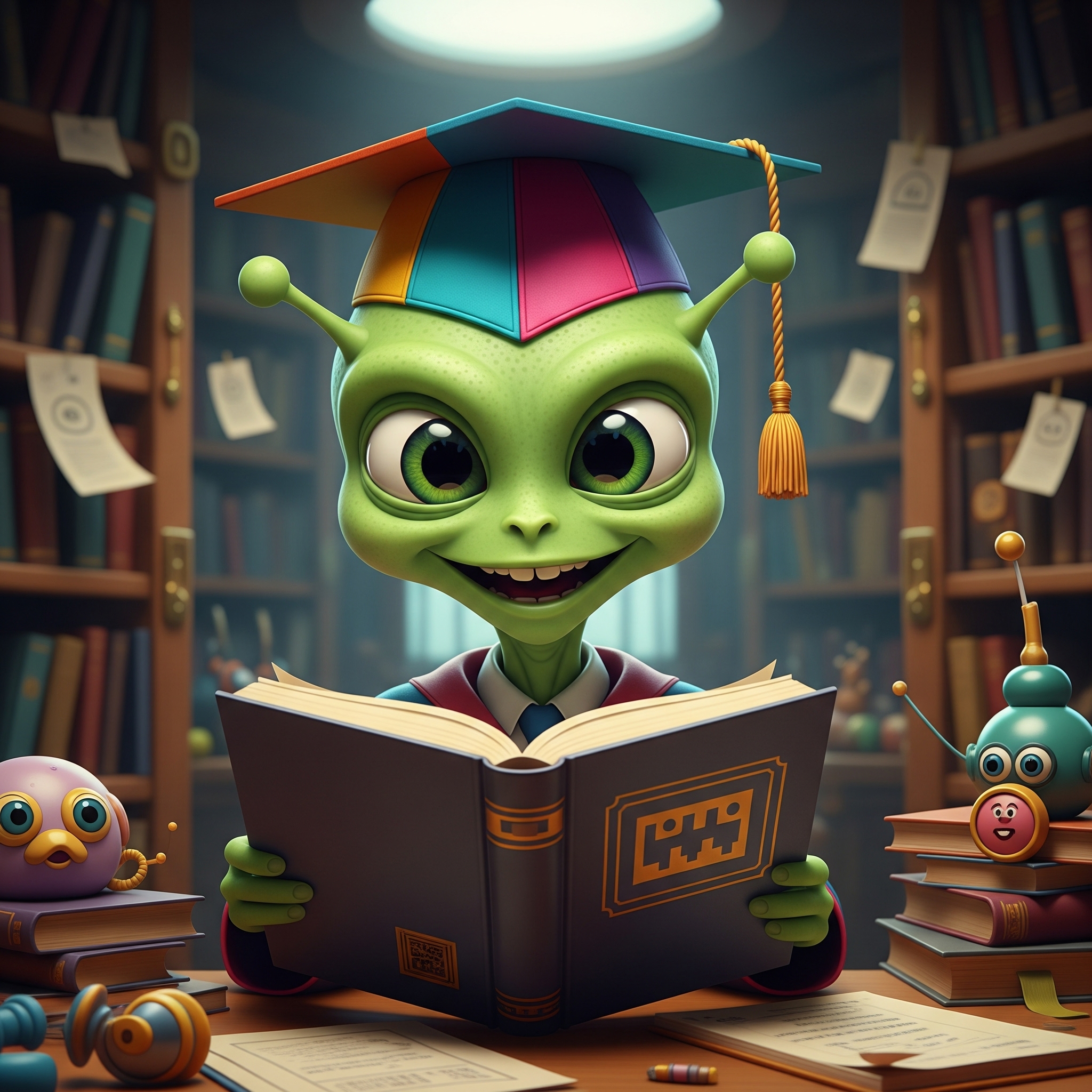 Happy student studying