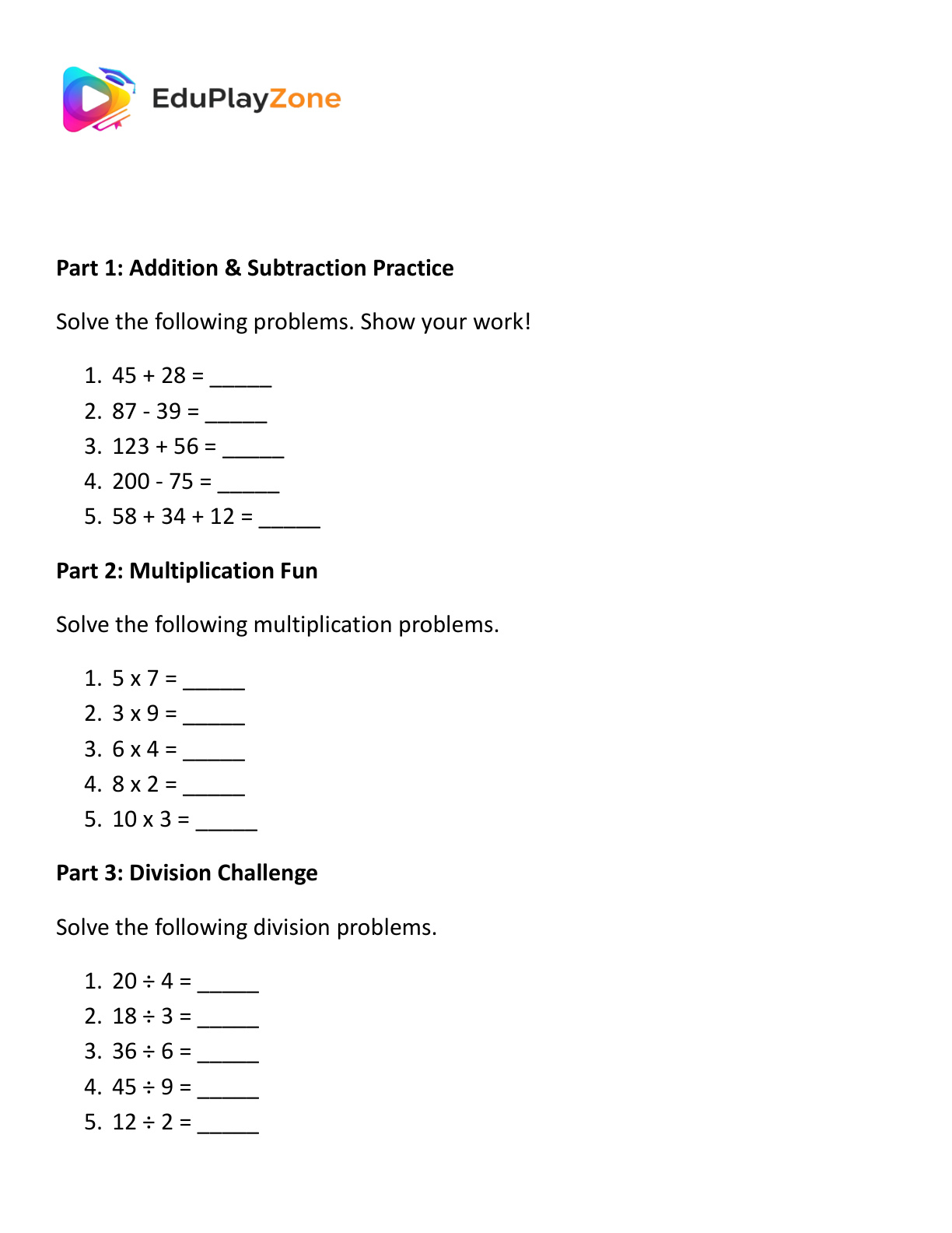 3rd grade math problems 1 Preview