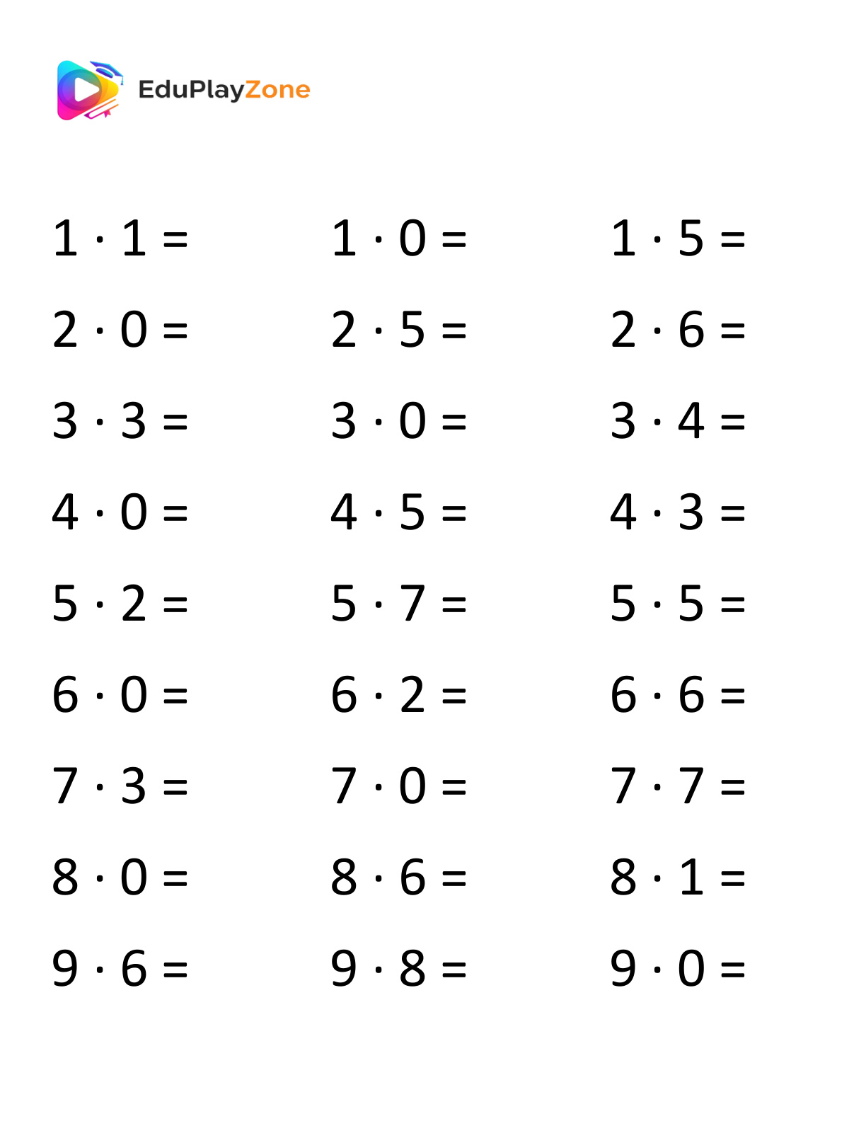 One Digit Multiplication Preview