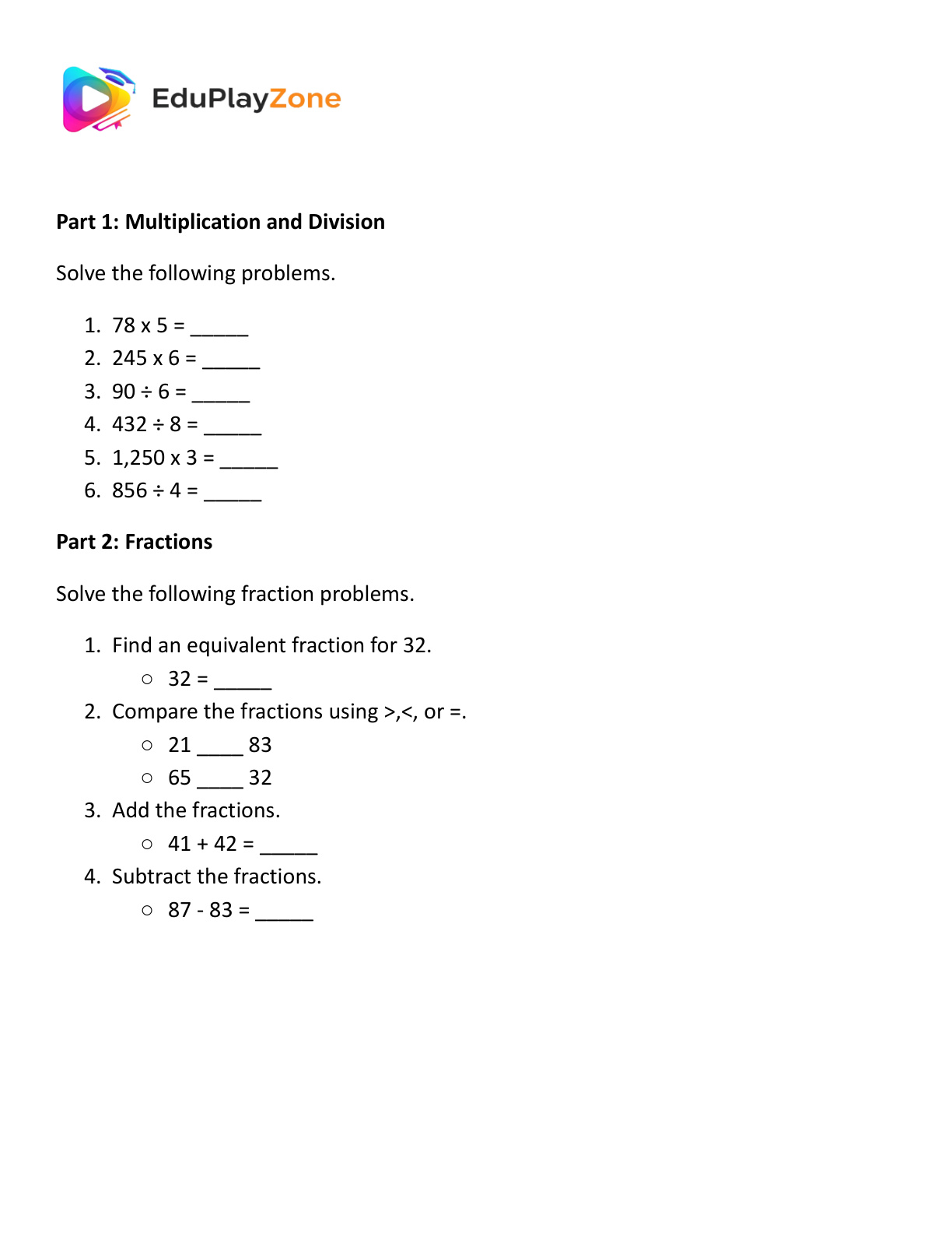4th grade math problems 1 Preview