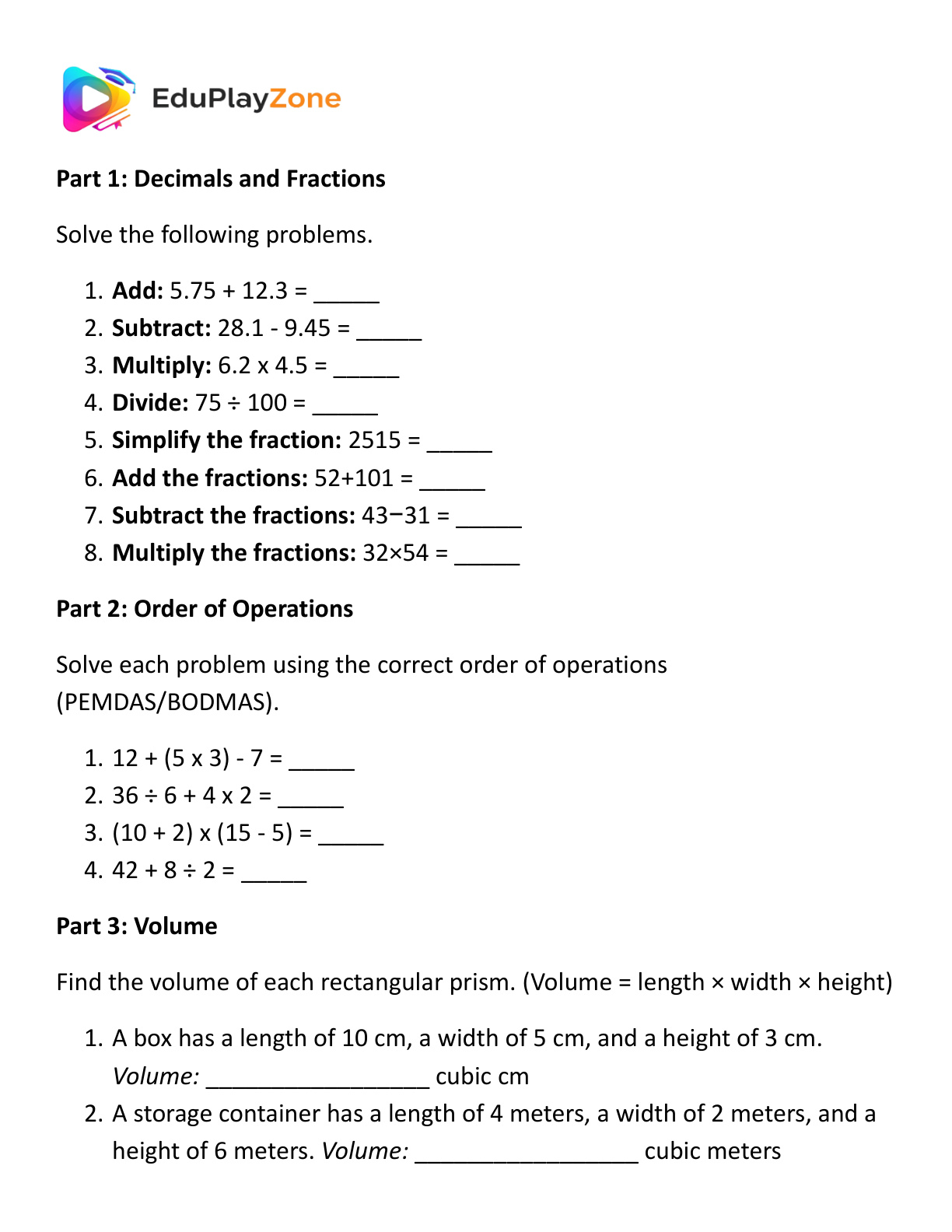 5th grade math problems 1 Preview